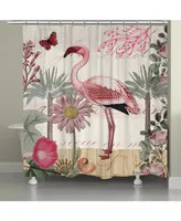 Laural Home Botanical Flamingo Shower Curtain