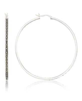Marcasite 48mm Round Hoops in Sterling Silver