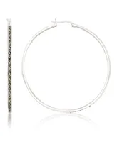 Marcasite 48mm Round Hoops in Sterling Silver