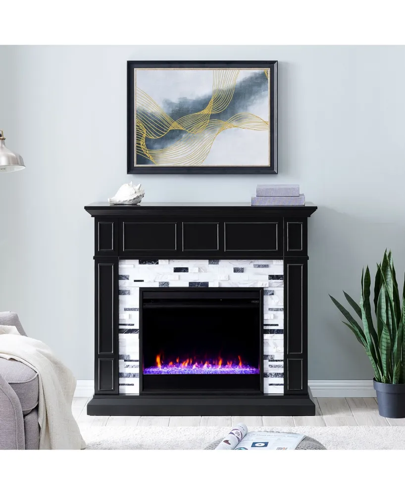 Southern Enterprises Lysander Marble Color Changing Electric Fireplace