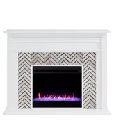 Southern Enterprises Elior Marble Tiled Color Changing Electric Fireplace