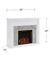 Southern Enterprises Elior Marble Tiled Electric Fireplace