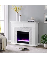 Southern Enterprises Anika Marble Tiled Color Changing Electric Fireplace
