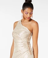 Calvin Klein One-Shoulder Metallic Gown