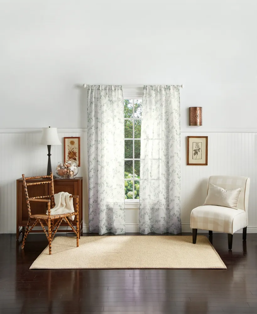 Martha Stewart Collection Eucalyptus Poletop Curtain Panel, 95", Created For Macy's