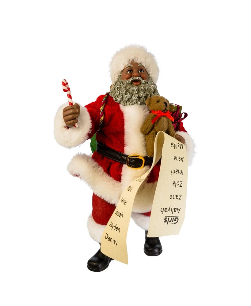 Kurt Adler 10.5-Inch Fabriche Black Santa with List and Candy Cane