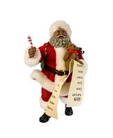 Kurt Adler 10.5-Inch Fabriche Black Santa with List and Candy Cane