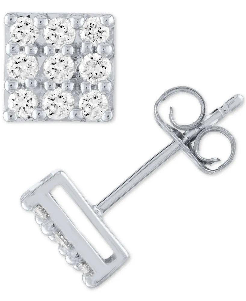 Forever Grown Diamonds Lab Grown Square Diamond Cluster Stud Earrings (1/2 ct. t.w.) in Sterling Silver