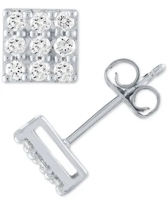 Forever Grown Diamonds Lab Grown Square Diamond Cluster Stud Earrings (1/2 ct. t.w.) in Sterling Silver