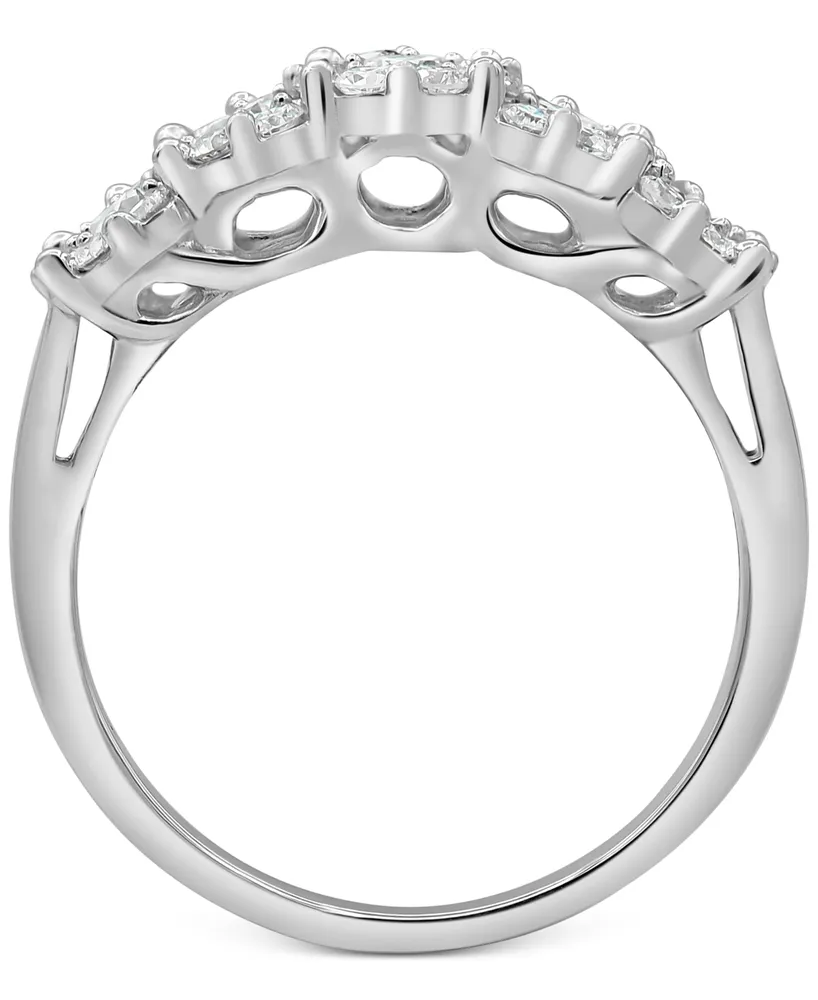 Forever Grown Diamonds Lab-Created Diamond Horizontal Cluster Statement Ring (1 ct. t.w.) in Sterling Silver