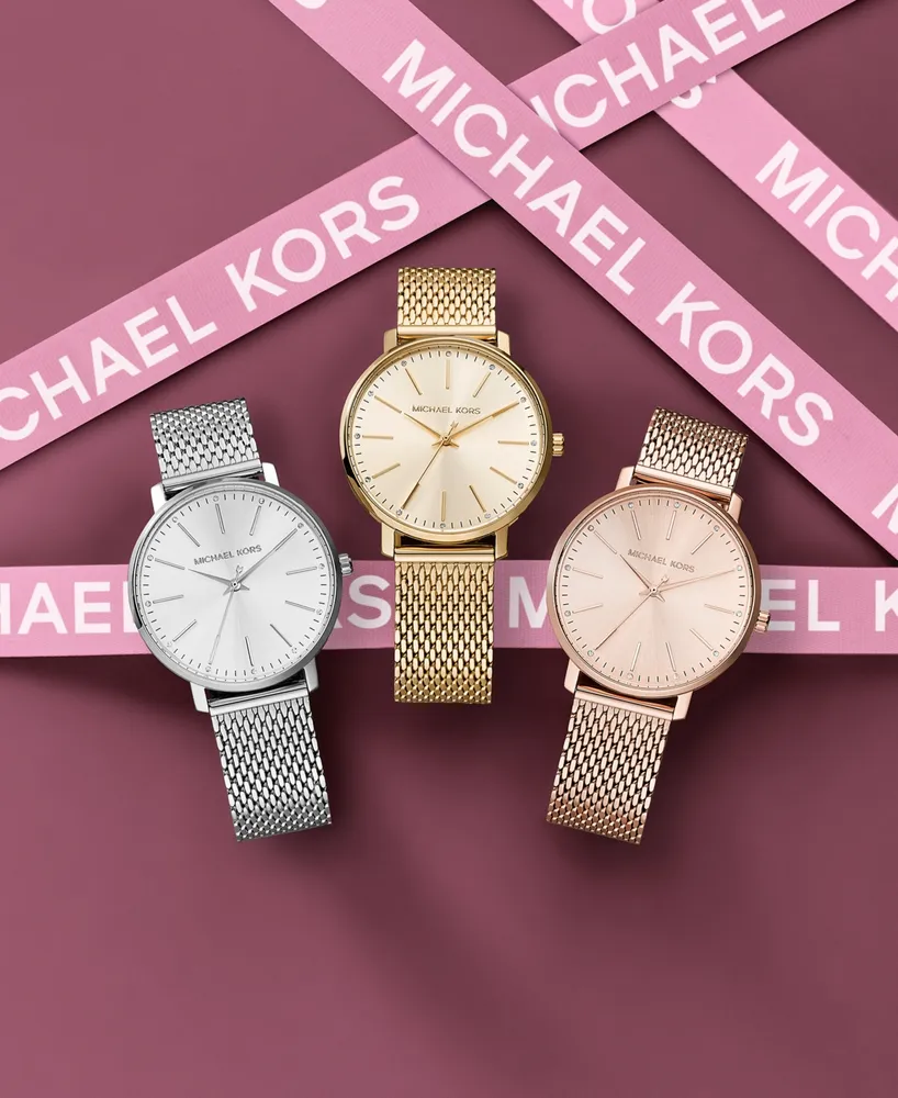Michael Kors Women's Pyper Gold-Tone Stainless Steel Mesh Bracelet Watch 38mm