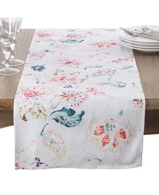 Saro Lifestyle Primavera Collection Printed Floral Design Table Runner
