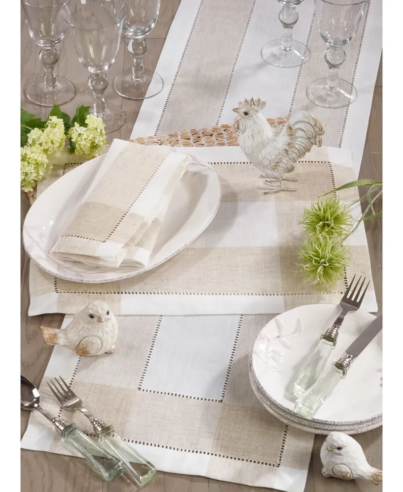 Saro Lifestyle Timeless Linen Blend Table Runner with Hemstitch Accents