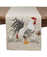 Saro Lifestyle Long Table Runner with Embroidered Rooster Design