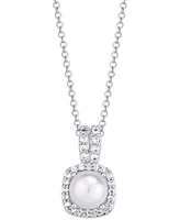 Birthstone Cushion Halo Pendant Necklace Silver Plate