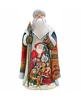 G.DeBrekht Woodcarved and Hand Painted Sharing Joy Village Santa Claus Figurine