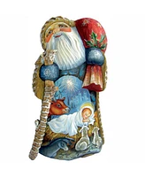 G.DeBrekht Woodcarved Peaceful Santa Figurine