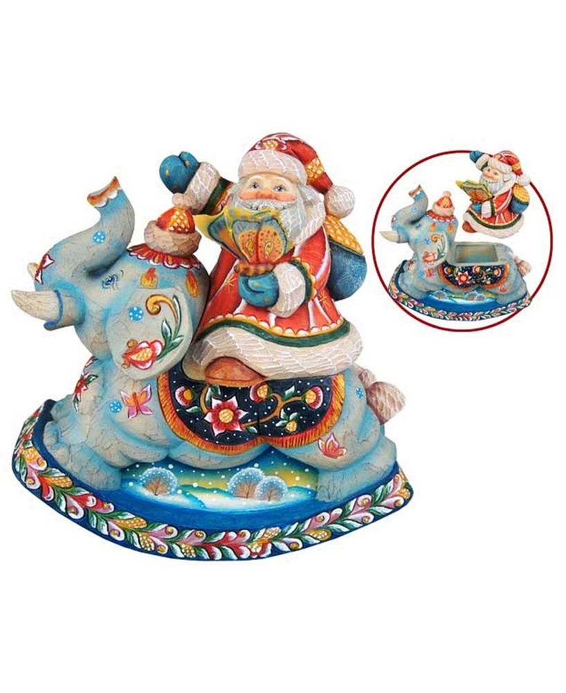 G.DeBrekht Santa On Elephant Surprise-Box Figurine