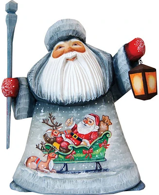 G.DeBrekht Woodcarved and Hand Painted Santa with Kids Figurine