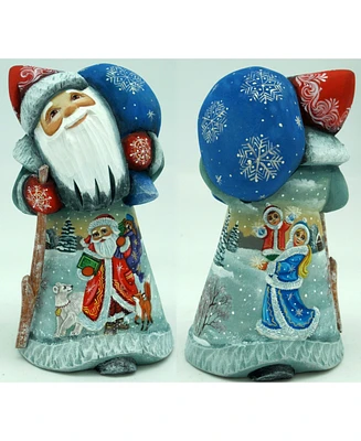 G.DeBrekht Woodcarved and Hand Painted Santa and Snowman Winter Play Santa Figurine