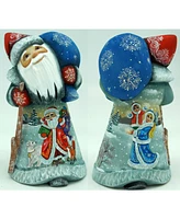 G.DeBrekht Woodcarved and Hand Painted Santa and Snowman Winter Play Santa Figurine