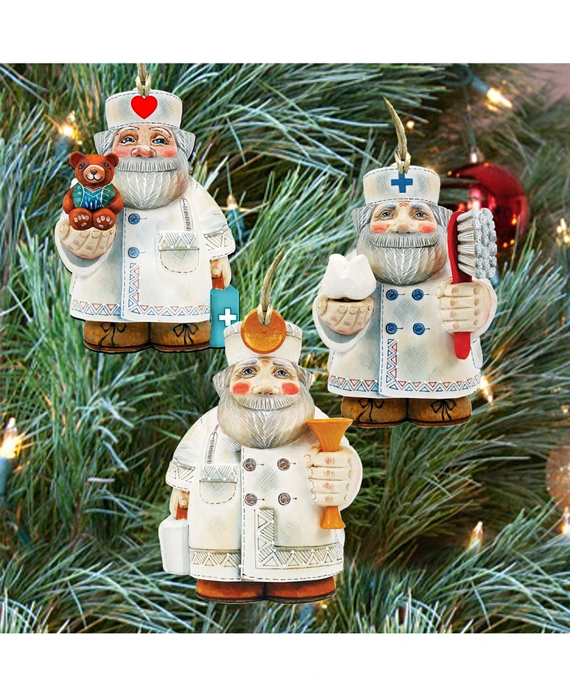 Designocracy Appreciation Santa Wooden Ornaments Wall Decor, Set of 3