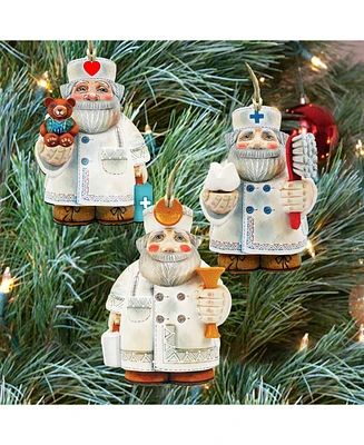 Designocracy Appreciation Santa Wooden Ornaments Wall Decor, Set of 3