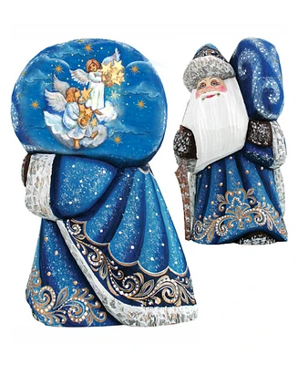 G.DeBrekht Woodcarved Hand Painted Raising Star Santa Figurine