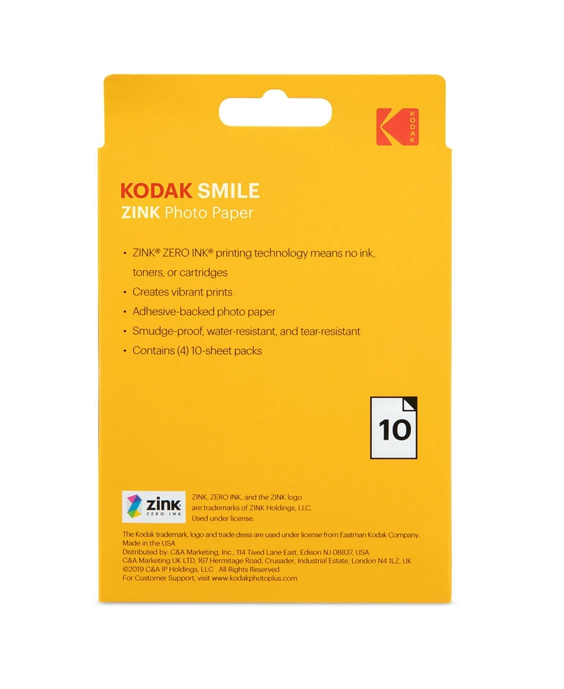 Kodak 3.5x4.25” Premium Zink Photo Paper - 10 Sheets