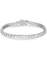 Cubic Zirconia "S" Link Line Bracelet in Silver Plate