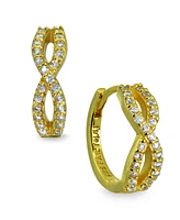 Cubic Zirconia Infinity Huggie Hoop Earrings Sterling Silver