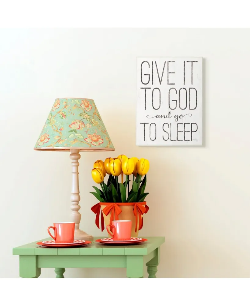 Stupell Industries Give It to God and Go to Sleep Black and White Wood Look Sign, 10" L x 15" H