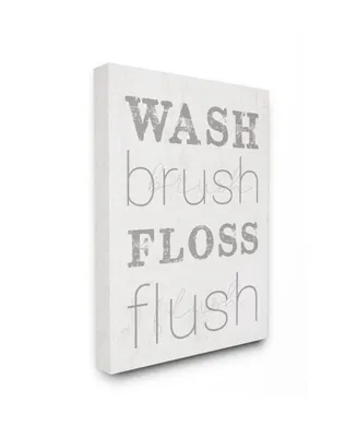 Stupell Industries Wash Brush Floss Flush Gray and White Distressed Rustic Look Typography, 16" L x 20" H
