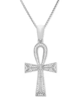 Men's Diamond Ankh Cross 22" Pendant Necklace (1/4 ct. t.w.) 14k Gold-plated Sterling Silver and