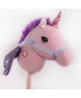 Ponyland Giddy-Up Fantasy 28" Stick Horse Plush, Unicorn with Sound