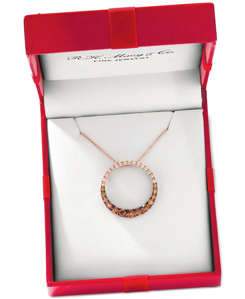 Le Vian Chocolate Diamond Ombre Circle 18" Adjustable Pendant Necklace (1-1/5 ct. t.w.) 14k Rose Gold , White or Yellow