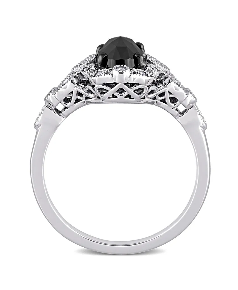 Black and White Diamond (1 ct. t.w.) Cluster Ring 14k Gold