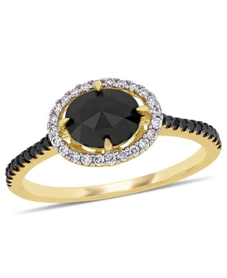 Black and White Diamond (1 1/5 ct. t.w.) Halo Engagement Ring 14k Yellow Gold