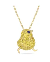 Lab Grown Blue and Yellow Sapphire (3 ct. t.w.) Chick Bird Necklace in 18k Gold Over Sterling Silver