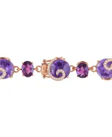 Multi-Gemstone (41 5/8 ct. t.w.) and Diamond (3/4 ct. t.w.) Link Scroll Bracelet in 14k Rose Gold