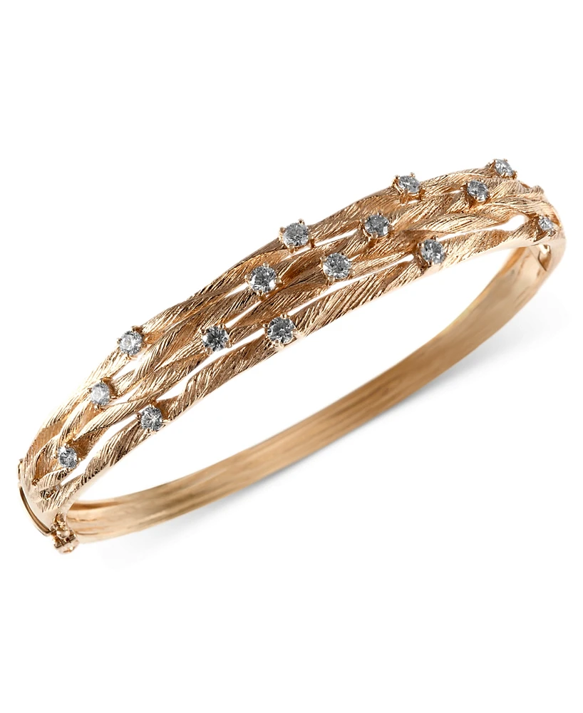 D'Oro by Effy Diamond Textured Bangle (1 ct. t.w.) in 14k Yellow Gold