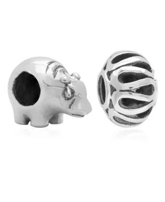 Rhona Sutton 4 Kids Children's Hippo Filigree Bead Charms - Set of 2 in Sterling Silver