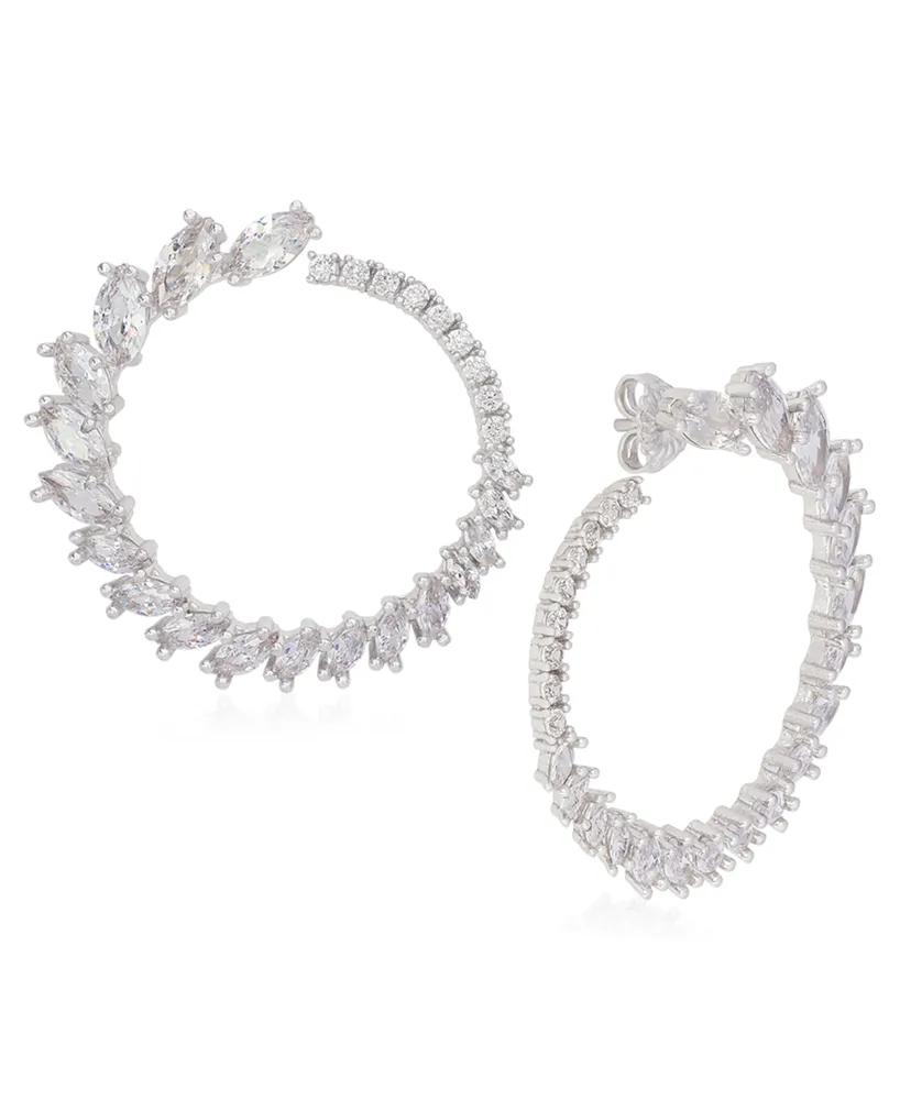 Sterling Silver Marquise Crystal Wrap Hoop Earrings