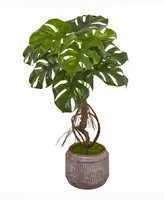 Nearly Natural 26in. Monstera Artificial Plant in Stoneware Planter