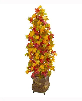 Nearly Natural 41in. Autumn Maple Artificial Tree in Decorative Metal Planter