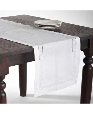 Saro Lifestyle Embroidered and Hemstitched Table Runner
