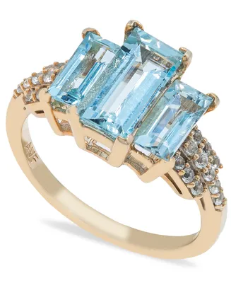Aquamarine (3 ct. t.w) & Diamond (1/2 ct. t.w.) Ring in 14K Yellow Gold