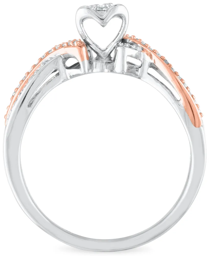 Diamond 1/5 ct. t.w. Ring in Sterling Silver and 10K Rose Gold
