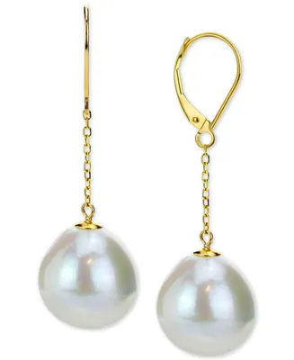 Cultured Baroque Freshwater Pearl (12-14mm) Drop Earrings in 14k Gold
