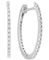 Diamond Small Skinny Hoop Earrings (1/10 ct. t.w.) in 10k White Gold, 0.75"